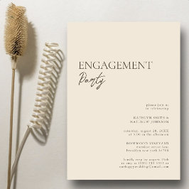 Invitación Beige Modern Whimsical Script Engagement Party