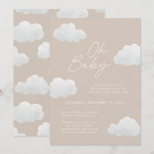 Invitación Beige natural Oh Baby Ducha moderno