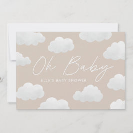 Invitación Beige natural Oh Baby Ducha moderno