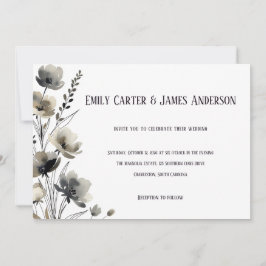 Invitación Beige Neutral Floral Wedding