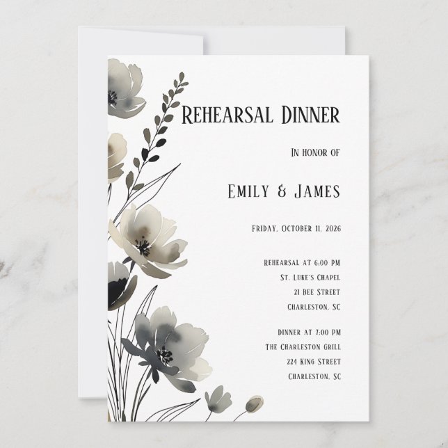 Invitación Beige Neutral Floral Wedding (Anverso)