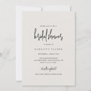 Invitación Beige neutral y eterno elegante ducha de novia