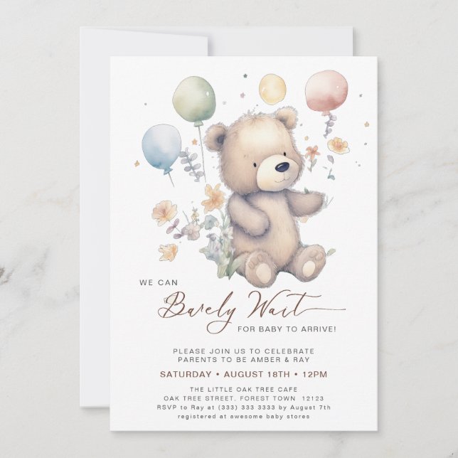 Invitación Beige Podemos Esperar A Los Niños Baby Shower (Anverso)