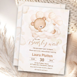 Invitación Beige Podemos Esperar El Baby Shower Del Oso Neutr