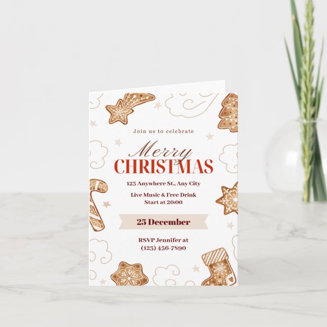 Invitación Beige Rojo Aquarela País de las Maravillas: Pan de (Anverso)