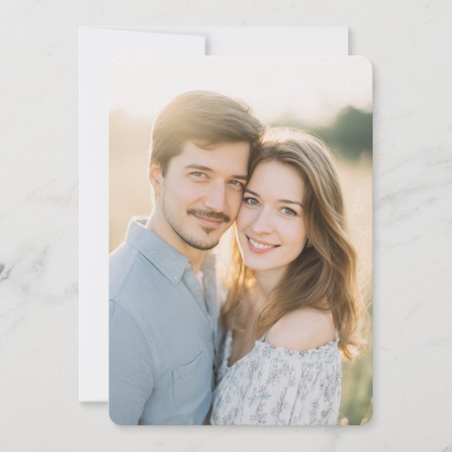 Invitación Beige Romántico Natural Foto (Anverso)