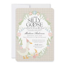 Beige Silly Goose Floral Gingham Baby Shower