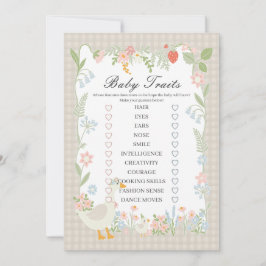 Invitación Beige Silly Goose Floral Gingham Juego de Rasgos p