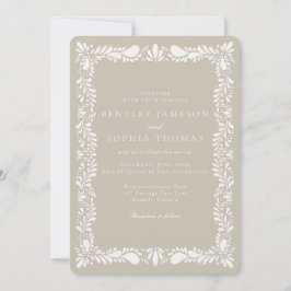 Invitación Beige Talavera Tile Boda español de Fiesta
