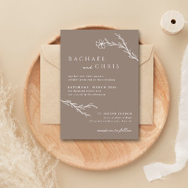 Invitación Beige Taupe Simple Moderno Boho Floral Botánico