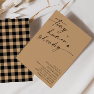 Invitación Beige Tiny Human Shindig Baby Shower Minimalista