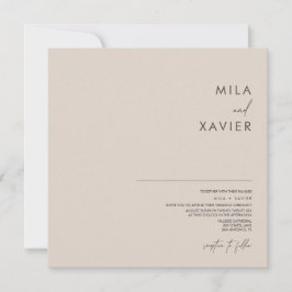 Invitación Beige toscano | Moderna plaza mínima Boda