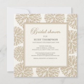 Invitación BEIGE Under the Sea Coral Modern BRIDAL SHOWER