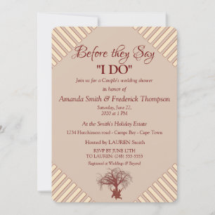 Invitación Beige,Vino Marsala - Boda Moderna Duchas