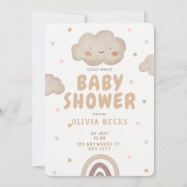 Invitación Beige Watercolor Baby Shower
