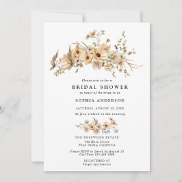 Invitación Beige Wild Flowers Bridal Shower