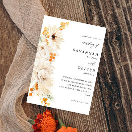 Invitación Beige y Naranja Boda floral