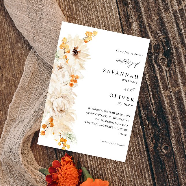 Invitación Beige y Naranja Boda floral (Subido por el creador)
