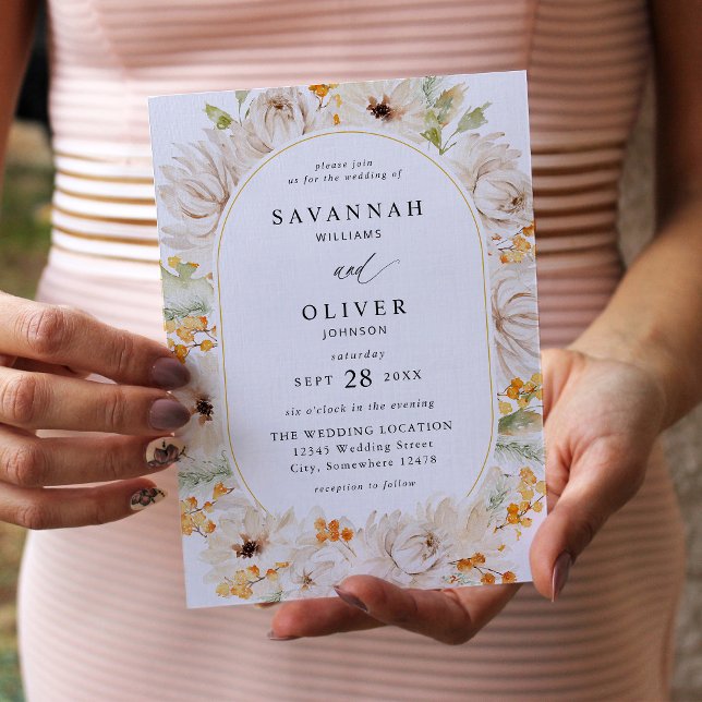 Invitación Beige y Naranja Boda floral 2 (Subido por el creador)