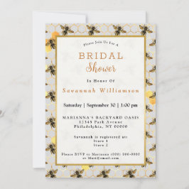 Invitación Beis Gold Honeycomb Bridal Shower