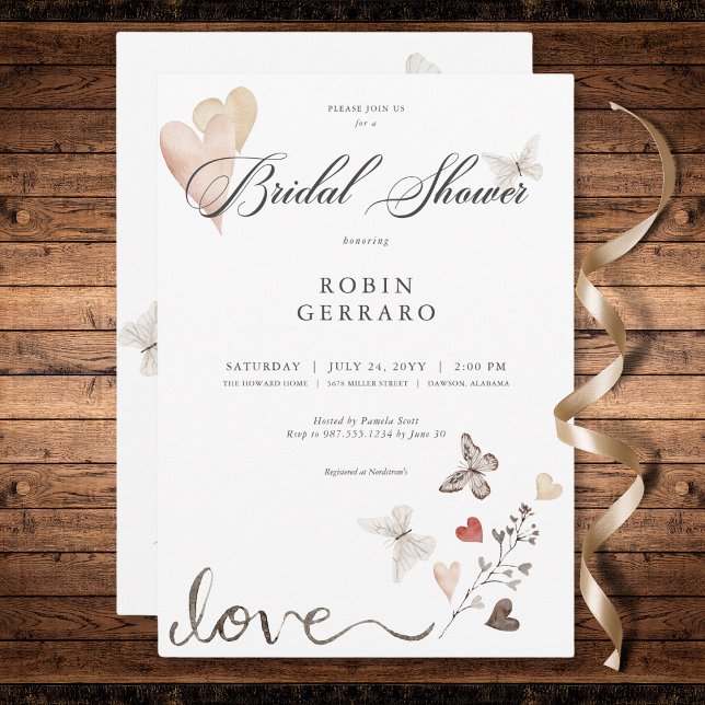 Invitación Beis Rustic Boho Love Bridal Shower (Beige Rustic Boho Love Bridal Shower Invitation)