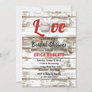 Invitación Béisbol Amo Rústico Boda Deportivo Ducha Nodal