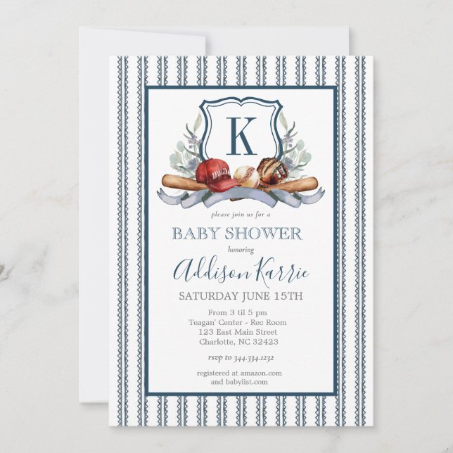 Invitación Beisbol Bebé ducha (Anverso)