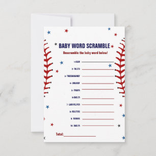 Invitación Béisbol Bebé palabra raspar juego de ducha de bebé