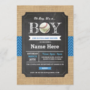 Invitación Beisbol Blue Boy Baby Shower Sports Invite