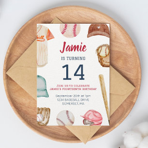 Invitación Béisbol Cualquier niño de edad Cumpleaños