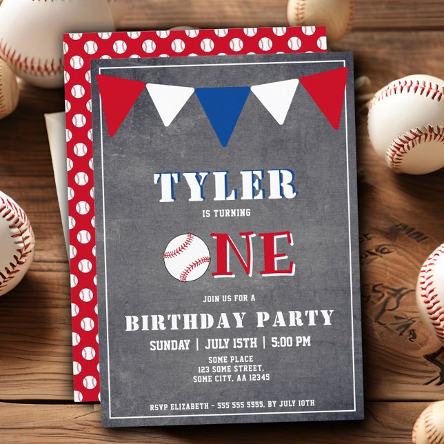 Invitación Béisbol Cute Chalkboard Primer cumpleaños (Subido por el creador)