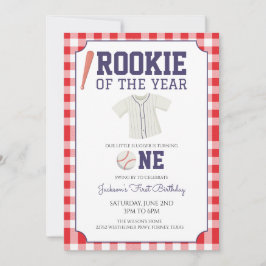 Invitación Béisbol de cuadros Cumpleaños número 1