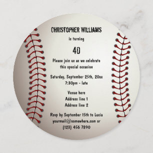 Invitación Béisbol deportivo 40º Fiesta de cumpleaños doble c