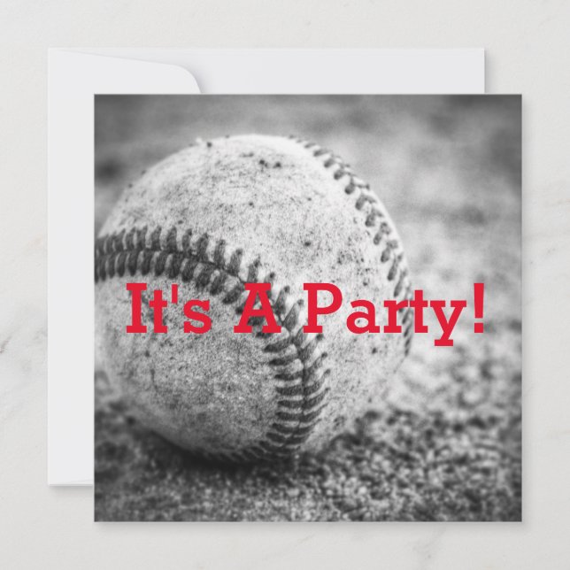 Invitación Béisbol en blanco y negro (Anverso)