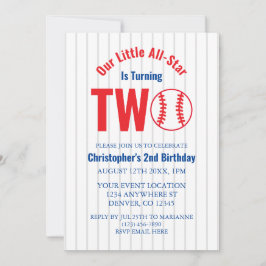 Invitación Béisbol Estrellas 2do Cumpleaños