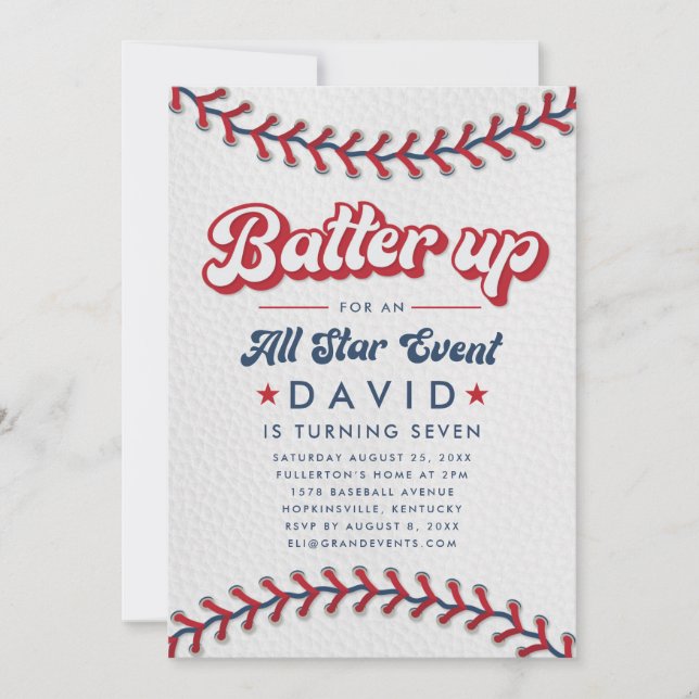 Invitación Béisbol Evento Estelar Batter Up (Anverso)