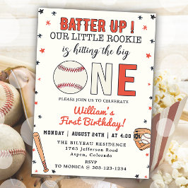 Invitación Béisbol Fiesta de cumpleaños a punto de golpear