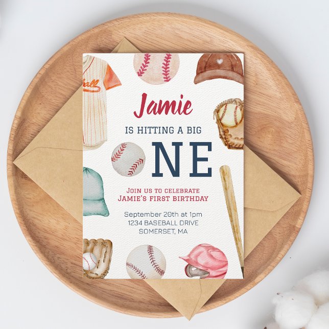Invitación Béisbol Gran Un Niño Primer Cumpleaños (Subido por el creador)