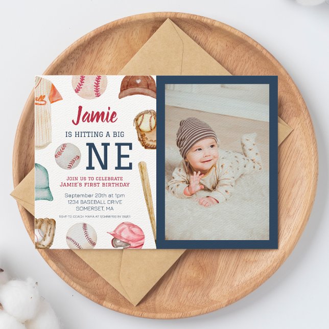 Invitación Béisbol Gran Un Niño Primer Cumpleaños (Subido por el creador)