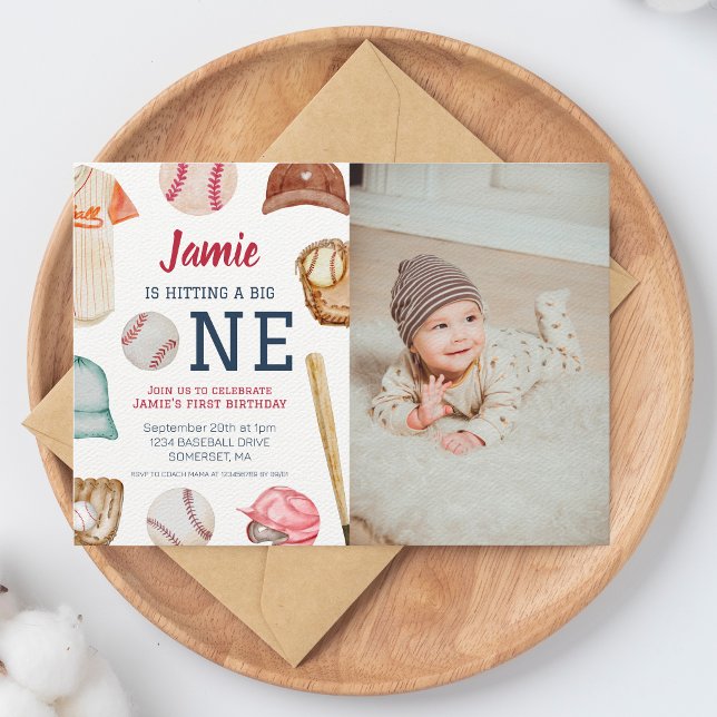 Invitación Béisbol Gran Un Niño Primer Cumpleaños (Subido por el creador)