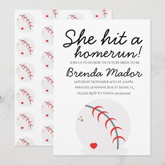 Invitación Béisbol Homerun Sports Lover Brillante Shower (Anverso / Reverso)