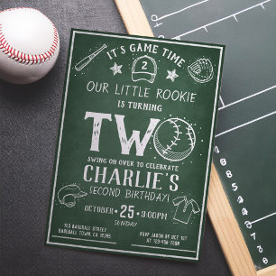 Invitación Béisbol moderno de Chalkboard All Star 2º cumpleañ