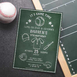 Invitación Béisbol moderno de Chalkboard All Star Birthday
