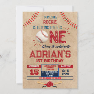 Invitación Béisbol niño de 1 cumpleaños