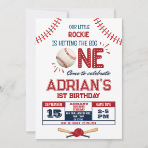 Invitación Béisbol niño de 1 cumpleaños