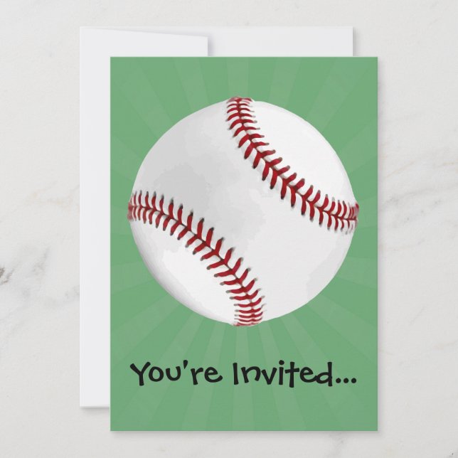 Invitación Béisbol personalizado en niños verdes (Anverso)