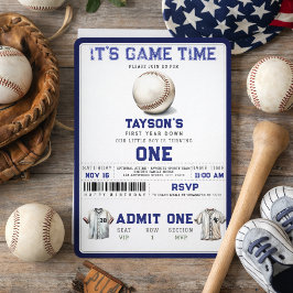 Invitación Béisbol Primer Año Abajo 1er Cumpleaños