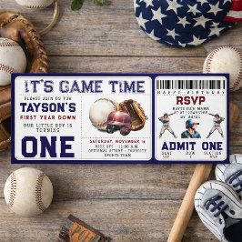 Invitación Béisbol Primer Año Abajo Cumpleaños 1 Entrada