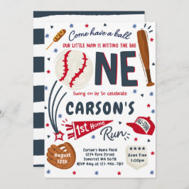 Invitación Béisbol Primera fiesta de cumpleaños de Home Run