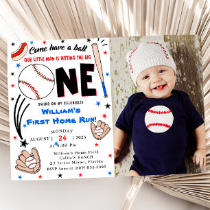 Invitación Béisbol Primera fiesta de cumpleaños de Home Run